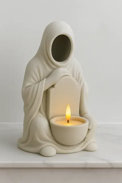 Faceless Hooded Monk Candle Holder STL | Gothic Tea Light Statue