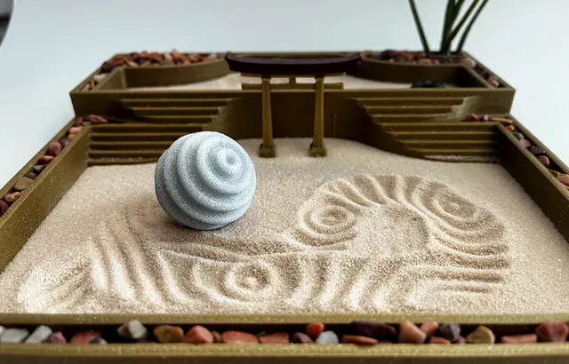 Two-Tiered Desktop Zen Garden with Tools and Decor — Image 6 of 6