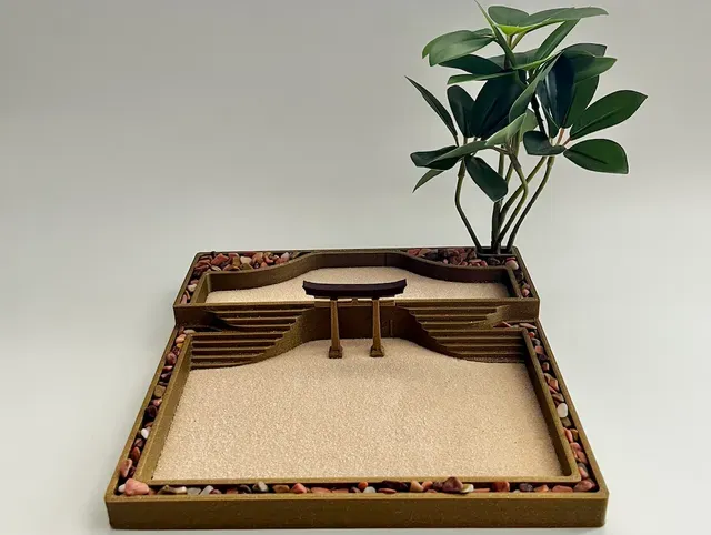Two-Tiered Desktop Zen Garden with Tools and Decor — Image 2 of 6