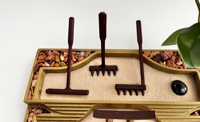 Two-Tiered Desktop Zen Garden with Tools and Decor — Image 5 of 6