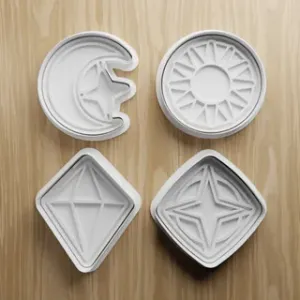 Celestial Cookie Cutter STL Bundle | Moon Sun Star Geometric Fondant Cutter Set | 3D Printable