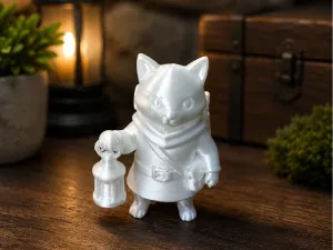 Lantern Cat Adventurer – Fantasy Miniature