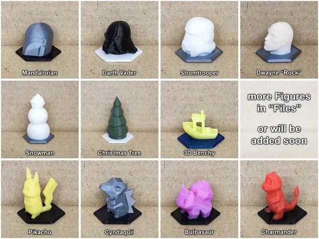 More figures for Prusa balance game - Darth Vader, Stormtrooper, Mandalorian, Yoda, Dwayne The Rock Johnson, Pinguin, Tux, Snowman, Christmas Tree, Gnome, Santa, Benchy, Pikachu, Cyndaquil, Totodile, Bulbasaur, Squirtle, Charmander, Moai, Football Player — Image 3 of 4