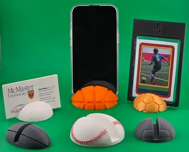 Sports Ball Phone Photo Card Stand Holder Set - Football Basketball Golf Baseball and more