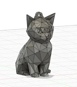 Cute Low Poly Cat - Keychain