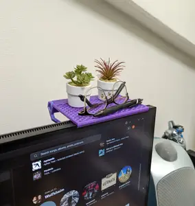 Adjustable Monitor shelf - Fits any display: curved back, thin bezel, laptop, or TV.
