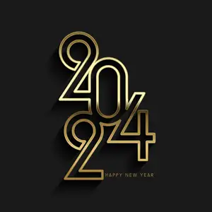 2024 Happy new year design with gold numbers design