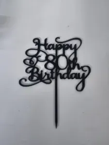 happy 80th birthday with love heart cake topper