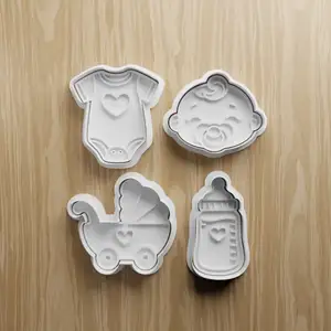 Baby Shower Cookie Cutter STL Bundle | Onesie Stroller Bottle Baby Face Fondant Cutter Set | 3D Printable