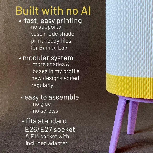 Textured Table Lamp On Legs, Easy Print Modern DIY Lighting — Фото 3 из 12