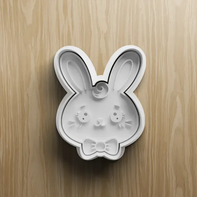 Cute Bunny Face Cookie Cutter STL Bundle | Floral Bow Rabbit Fondant Cutter Set | 3D Printable — Image 2 of 2