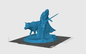 John Snow Game of Thrones statue with Wolf