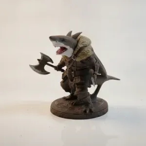 Great White Shark Viking Berserker Figurine 3D Printable