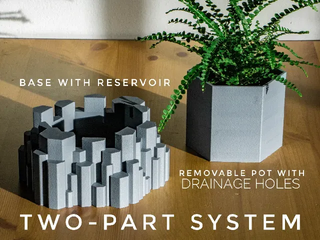 Stone Pillars Planter Pot, with Drainage Holes and Tray, Icelandic/Nordic Design — Фото 2 из 6