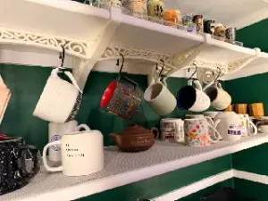 Decorative Mug Hanger System, Shelf-Mounted