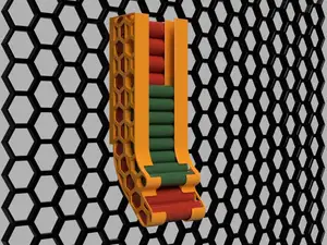 Battery holder for AA+AAA, honeycomb storage wall (HSW)