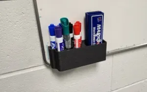 Dry erase marker caddy for whiteboard