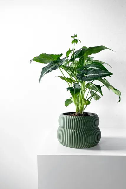 The Quarn Planter Pot with Drainage Tray & Stand Included: Modern and Unique Home Decor for Plants and Succulents — Image 5 of 11