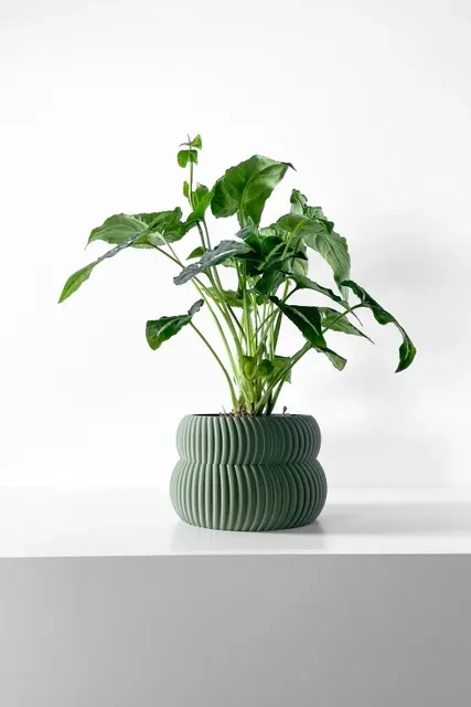 The Quarn Planter Pot with Drainage Tray & Stand Included: Modern and Unique Home Decor for Plants and Succulents — Image 9 of 11
