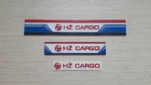 HŽ CARGO logo pendant of HŽ 2062 1XX, Three variants: smallest, middle, and large 200mm