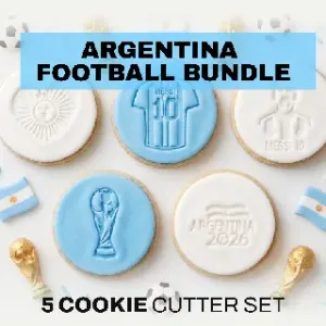 Argentinian Football Cookie Cutter STL Bundle | Soccer Party Stamp Set | 5 Digital 3D Print Files
