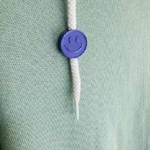 Smiley face bead, happy drawstring bead, smiling shoe lace bead