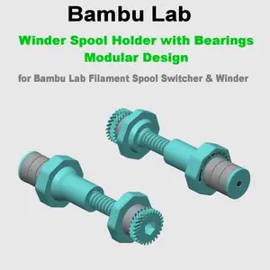 Winder Spool Holder with Bearings - Modular Design for Bambu Lab Filament Spool Switcher & Winder