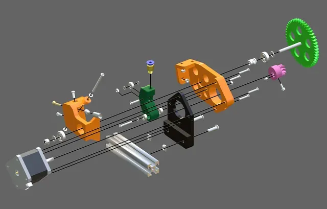 Greg's B'Wadestruder / geared B'struder (bowden-feed extruder), v3 — Image 3 of 3