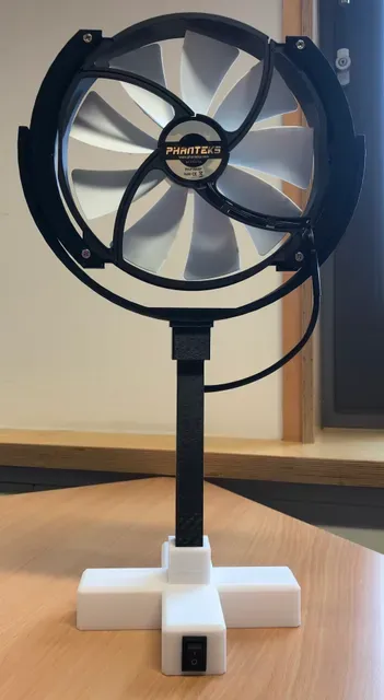 New base with electronics housing + post for 200mm PC Fan Desktop Fan by Hijinx