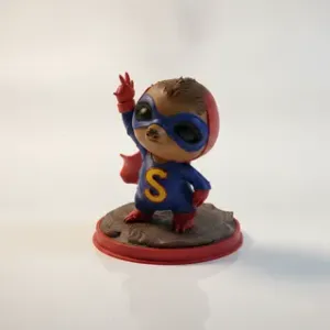 Adorable Chibi Sloth Wearing Superhero Cape And Mask Figurine 3D Printable
