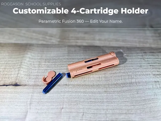 Parametric 4 ink Cartridge Holder (Fusion 360) – Customizable Name + Ready-to-Print STLs