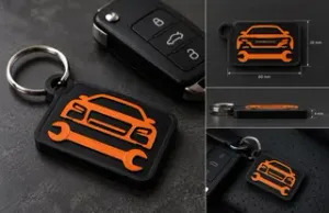 Automotive Maintenance Keychain - Car & Wrench