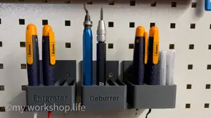 Deburrer Holder for Skadis or Garant / Holex pegboard for round and hexagon tools with spare blades