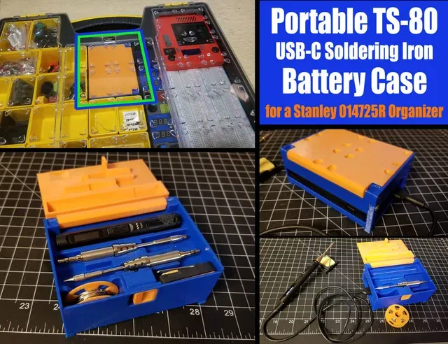 Portable TS-80 Soldering Iron Battery Case (fits into the Stanley 014725R organizer)