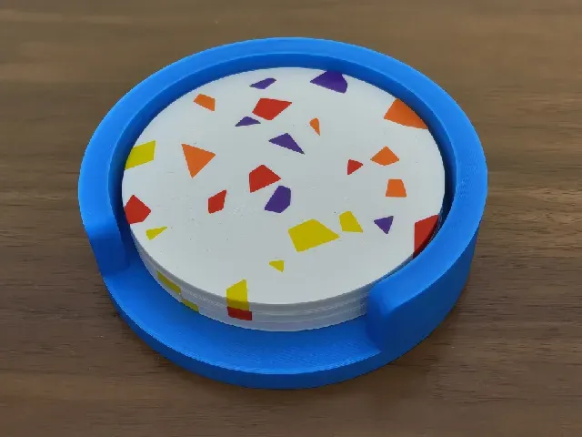 Multi-material terrazzo coaster with storage tray - multicolor print — Image 2 of 2