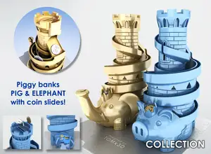 Piggy bank with coin slides "PIG" & "ELEPHANT" - collection!