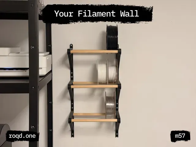 Wall-Mounted Dual-Rail Filament Spool Rack