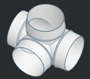 Ventilation Ø 100mm Straight plus 2 outlets