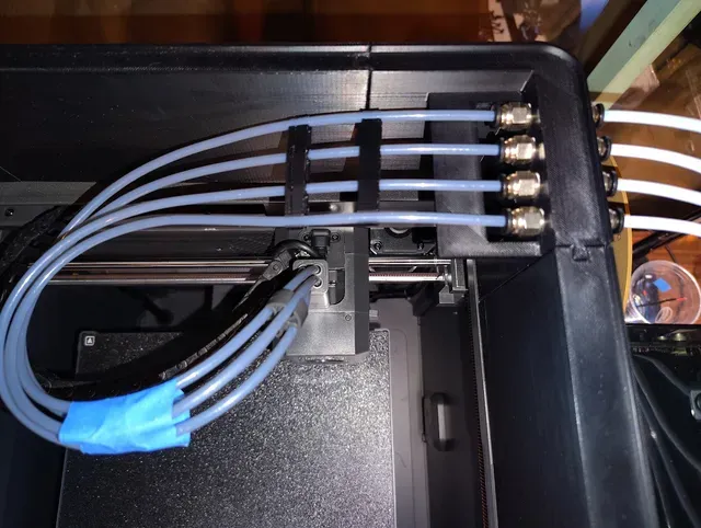 Rear right corner w/ added inner PTFE tubes shelf (to keep the inner 4 x PTFE tubes straight and level at connectors exit, to avoid jams there) for CC1 Canvas Relocation & Riser project (replaces "AEE_45_Deg_Corner_RR_PTFE" no LED part in origin project) — Фото 29 из 34