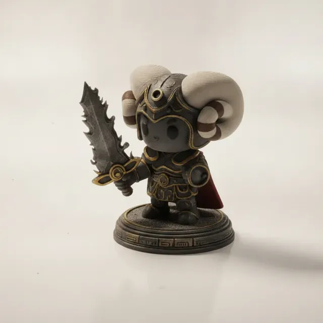 Chibi Anime Knight Girl With Oversized Greatsword Bigger Than Her Body Figurine 3D Printable