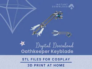 Oathkeeper Keyblade STL Files - Kingdom Hearts Cosplay Prop (Digital Download)