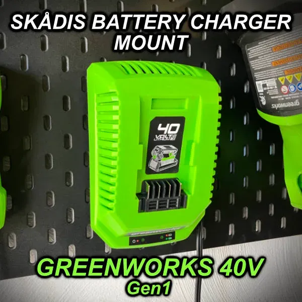 IKEA Skådis Greenworks Gen1 40V Battery Charger Mount