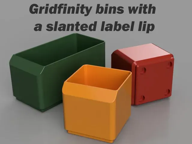 Gridfinity bin with a slanted label