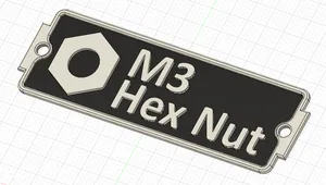 Gridfinity Bin Labels Hex Nut M3, M4, M5, M6, M8, M10, M12, M14, M16, M18, M20