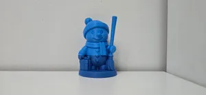Snowman with Broom and Gift Christmas Figure