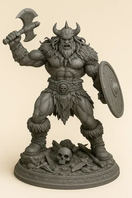 Thorgar Bonecleaver, Barbarian Juggernaut | 32mm & 75mm Fantasy Miniature | FDM & Resin