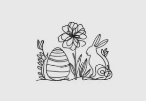 Easter egg with Bunnie Wall Art line art
