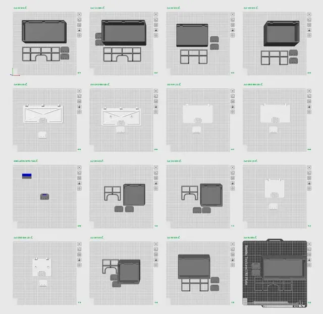 Gridfinity 2x2, 3, 4, 5 (6U, 9U and 12U) Lidded Bin for Stuff with Latch Version 2.2 — Фото 10 из 11