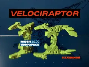 FlexiDinos JJ the Flexi Velociraptor / Deinonychus / Utahraptor print in place articulated dinosaur