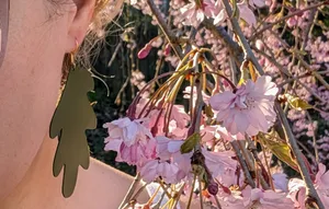 Abstract oak leaf earrings - foliage, leaves, oversized dangling greenery outdoors nature earrings with hole for post